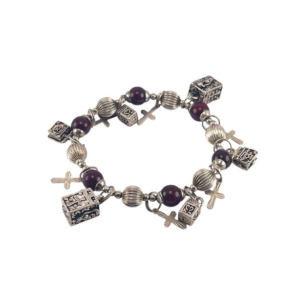 Catholic Rosary Bracelet With Multicolor Beads & Cross Charms - Picture 4 of 9
